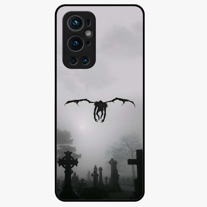 Graveyard Shadow Descent Glass Case showing flat back view with dark graveyard themed artwork and glossy glass finish.
