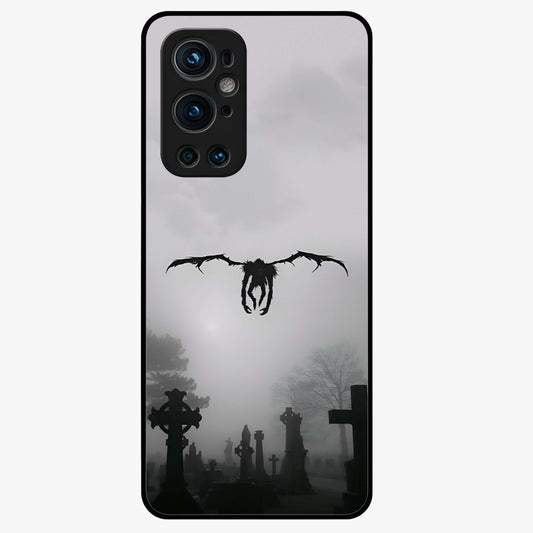 Graveyard Shadow Descent Glass Case showing flat back view with dark graveyard themed artwork and glossy glass finish.