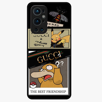 Gucci Play Mashup Glass Case showing flat back view with luxury inspired graphic artwork and glossy glass finish.