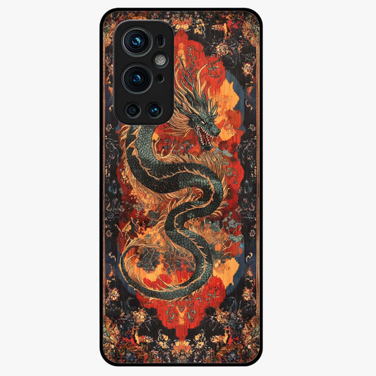 Inferno Dragon Soul Glass Case showing flat back view with fiery dragon artwork and glossy glass finish.