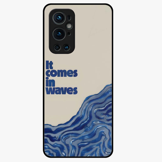 It Comes In Waves Quote Glass Case showing flat back view with inspirational wave themed quote artwork and glossy glass finish.