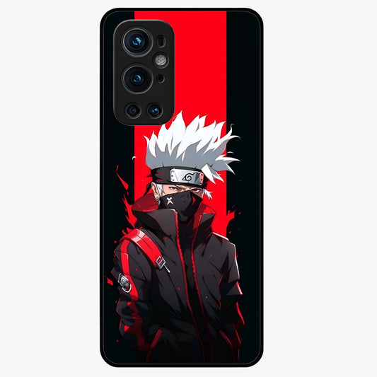 Kakashi Scarlet Shadow Glass Case showing flat back view with powerful anime ninja artwork and glossy glass finish.