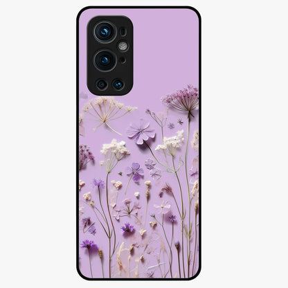 Lavender Blossom Dream Glass Case showing flat back view with soft lavender floral artwork and glossy glass finish.