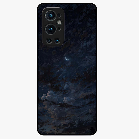 Lunar Veil Silence Glass Case showing flat back view with mystical moon veil artwork and glossy glass finish.