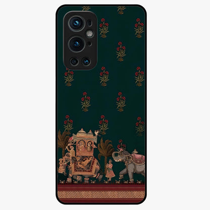 Macmerise Glass Case showing flat back view with stylish modern artwork and glossy glass finish.