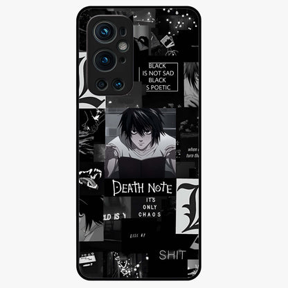 Midnight Chaos Mind Glass Case showing flat back view with abstract dark themed artwork and glossy glass finish.