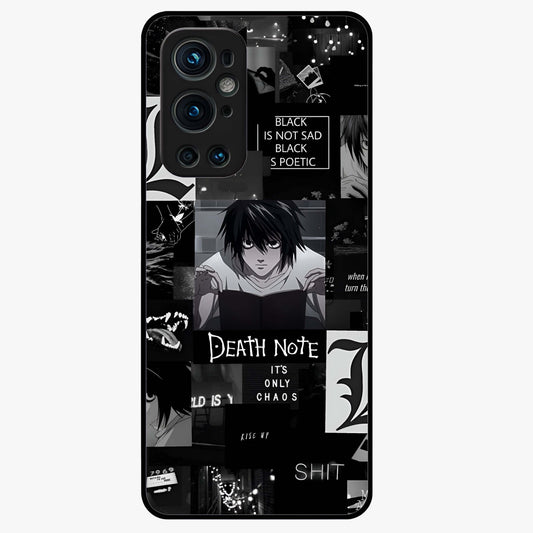 Midnight Chaos Mind Glass Case showing flat back view with abstract dark themed artwork and glossy glass finish.