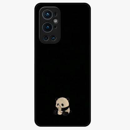 Midnight Panda Love Glass Case showing flat back view with cute panda themed artwork and glossy glass finish.