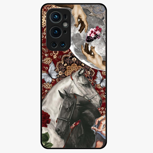 Moonlit Royal Stallion Glass Case showing flat back view with majestic horse under moonlight artwork and glossy glass finish.