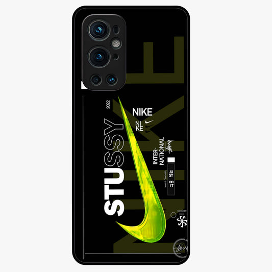 Neon Street Edition Glass Case showing flat back view with neon street style artwork and glossy glass finish.