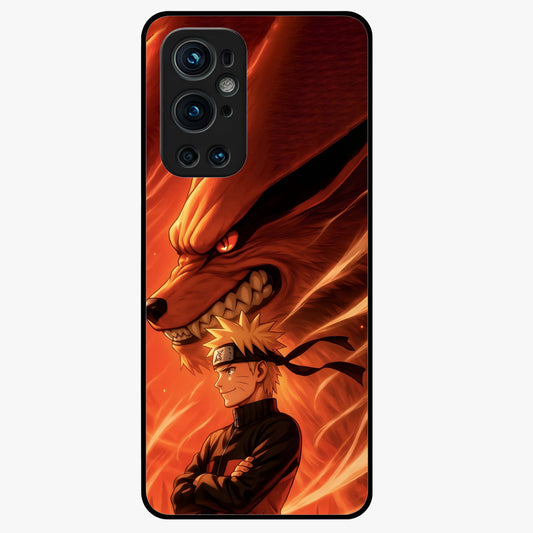 Nine Tails Legacy Glass Case showing flat back view with powerful nine-tailed fox inspired artwork and glossy glass finish.