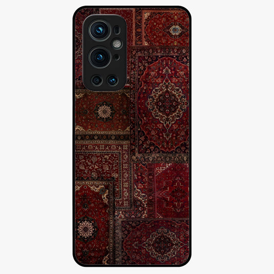 Persian Velvet Tale Glass Case showing flat back view with luxurious Persian velvet pattern artwork and glossy glass finish.