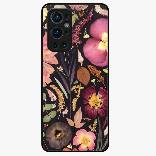 Petal Dream Tapestry Glass Case showing flat back view with intricate floral tapestry artwork and glossy glass finish.