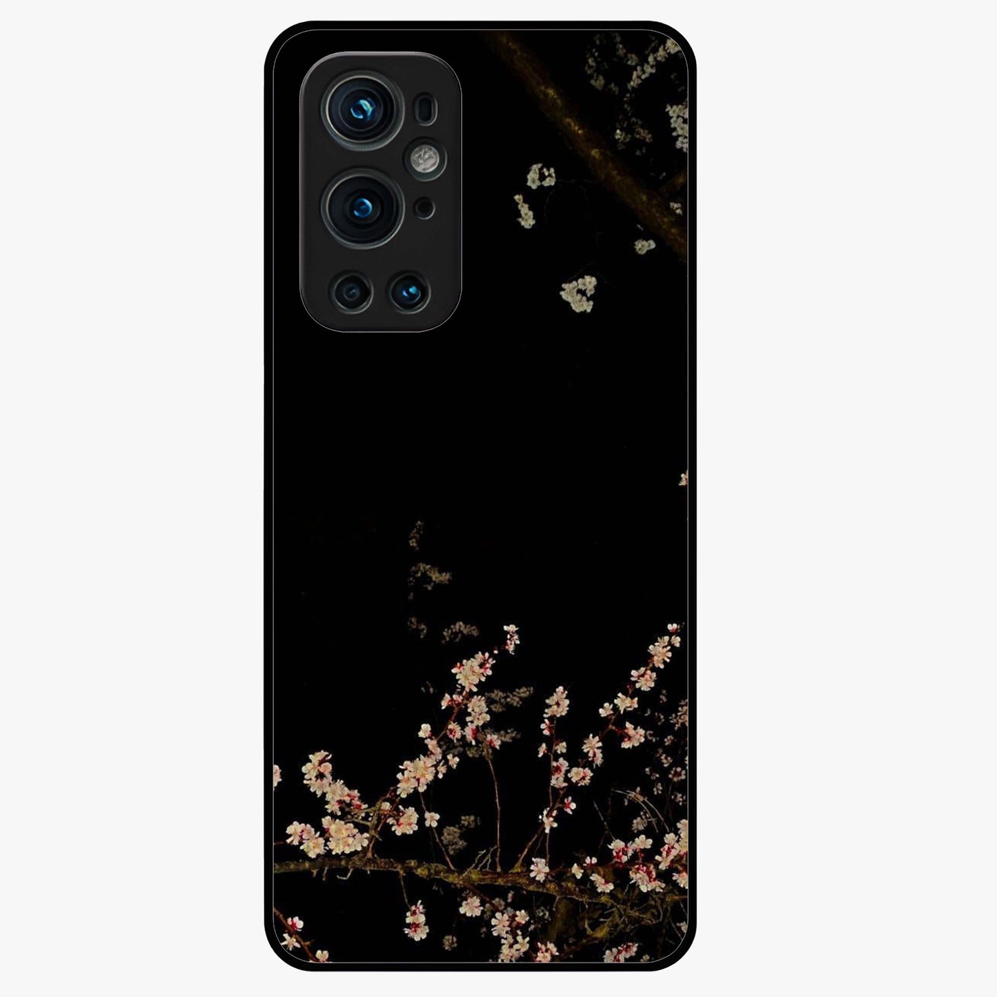 Petal Moon Light With Custom Name Glass Case showing flat back view with floral moonlight artwork and personalized name design.
