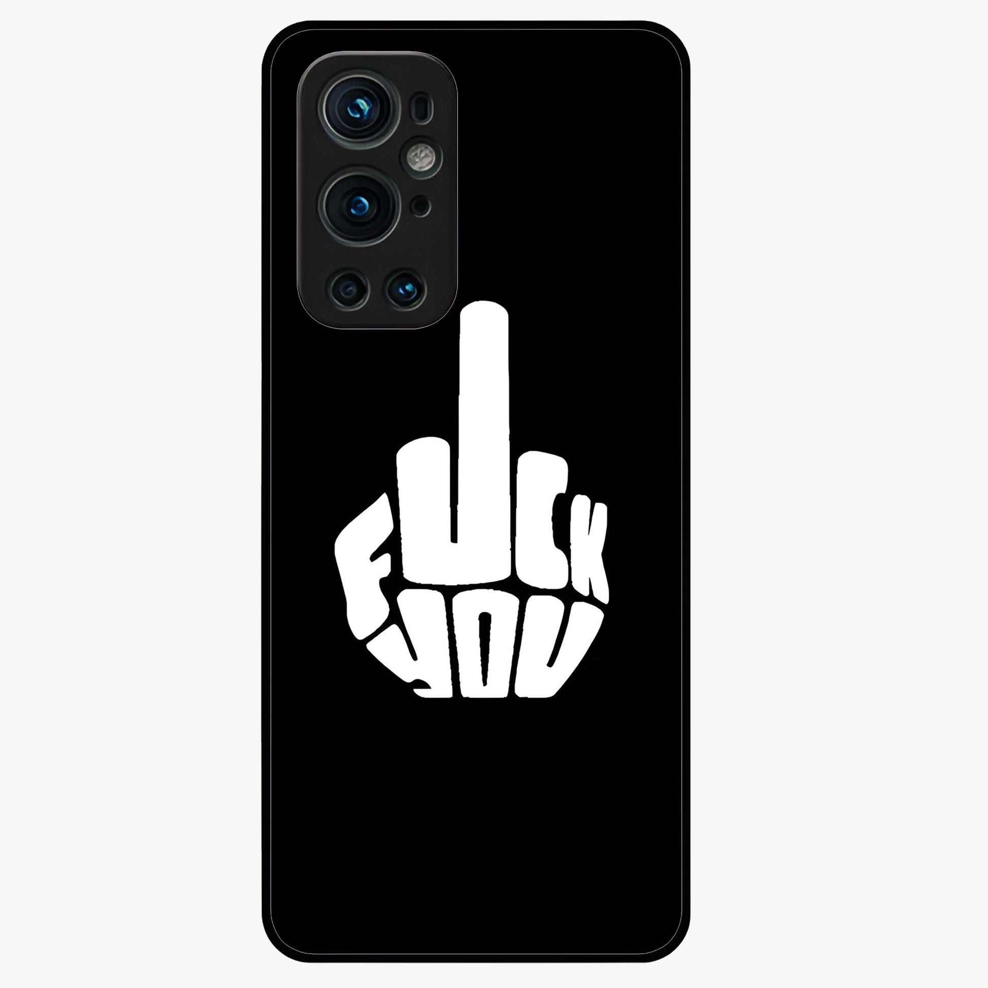 Rebel Mode On Glass Case showing flat back view with bold rebellious typography artwork and glossy glass finish.