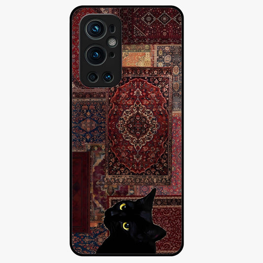 Regal Magic Cat Apple Glass Case showing flat back view with magical cat artwork holding apple and glossy glass finish.