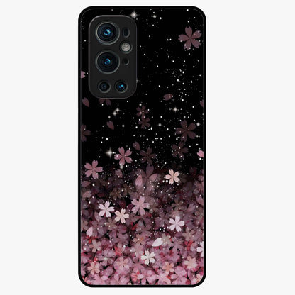Small Starry Flowers Glass Case showing flat back view with delicate starry floral artwork and glossy glass finish.