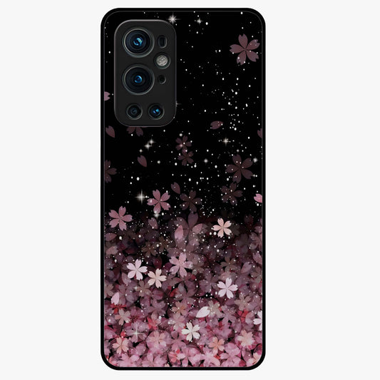 Small Starry Flowers Glass Case showing flat back view with delicate starry floral artwork and glossy glass finish.