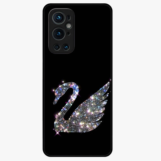 Starlit Swan Grace Glass Case showing flat back view with graceful swan artwork under starry sky and glossy glass finish.
