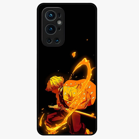 Thunder Flame Execution Glass Case showing flat back view with powerful flame and lightning artwork and glossy glass finish.