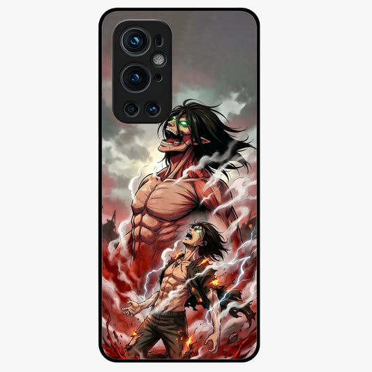 Titan Awakening Fury Glass Case showing flat back view with powerful titan inspired artwork and glossy glass finish.