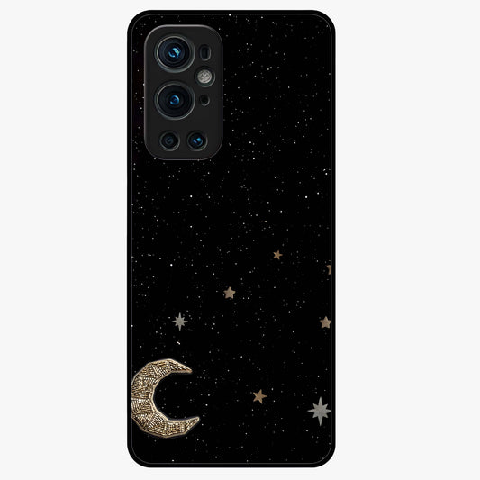 Twinkle Star With Half Moon Glass Case showing flat back view with star and half moon artwork and glossy glass finish.