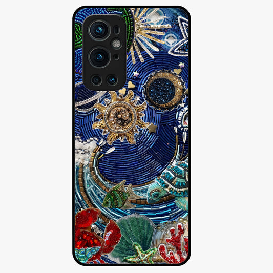 Universe Underwater Spark Glass Case showing flat back view with cosmic underwater themed artwork and glossy glass finish.
