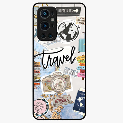 Wanderlust Journal Glass Case showing flat back view with travel inspired artwork and glossy glass finish.
