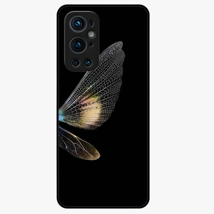 Whispers Of Wings Glass Case showing flat back view with graceful wing inspired artwork and glossy glass finish.