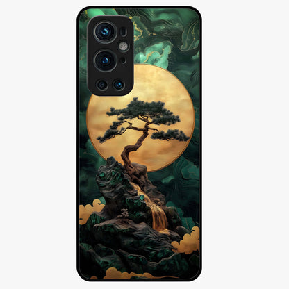 Zen Moon Rise Glass Case showing flat back view with calm moonrise artwork and glossy glass finish.