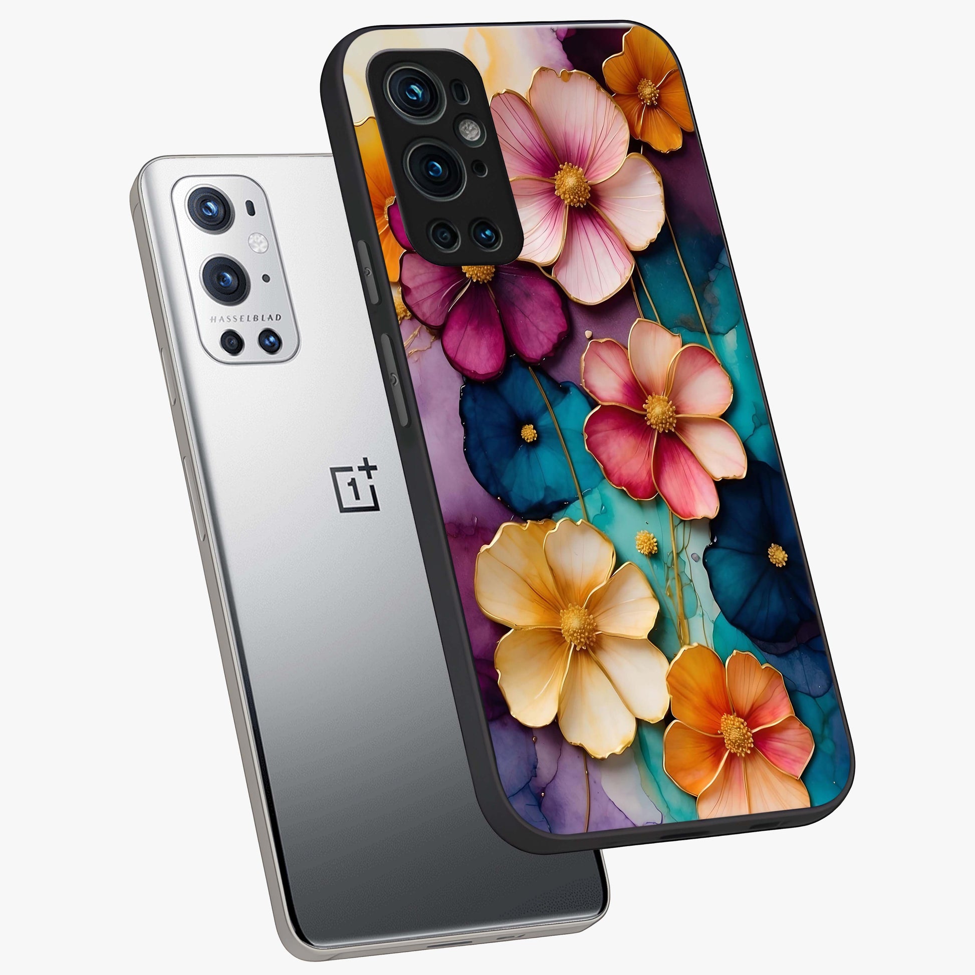 Artlyn Grace Flower Pattern Glass Case displayed in angled mockup highlighting delicate flower pattern design and smooth glass surface.