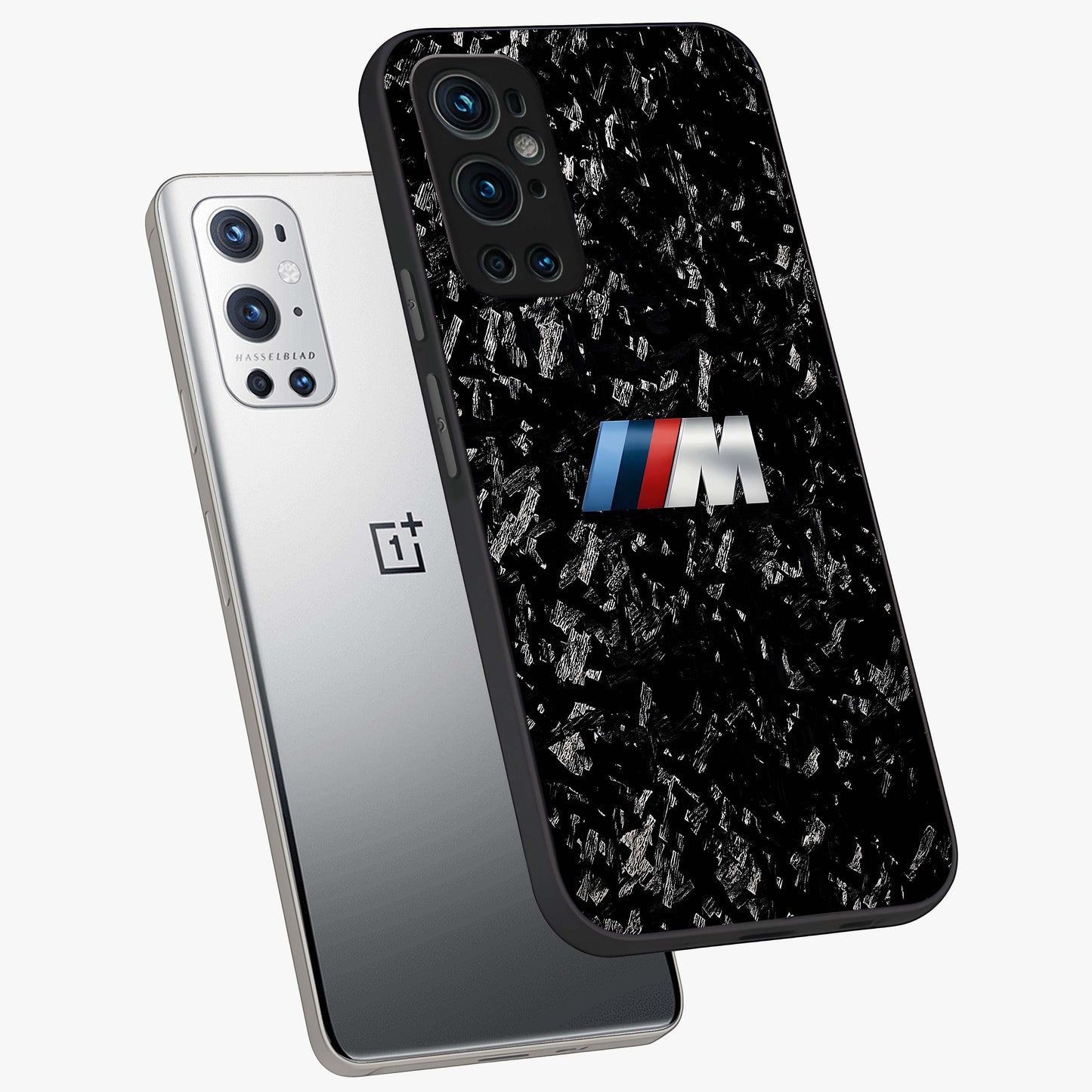 Carbon Speed Mark Glass Case displayed in angled mockup highlighting racing inspired carbon design and sleek aesthetic style.