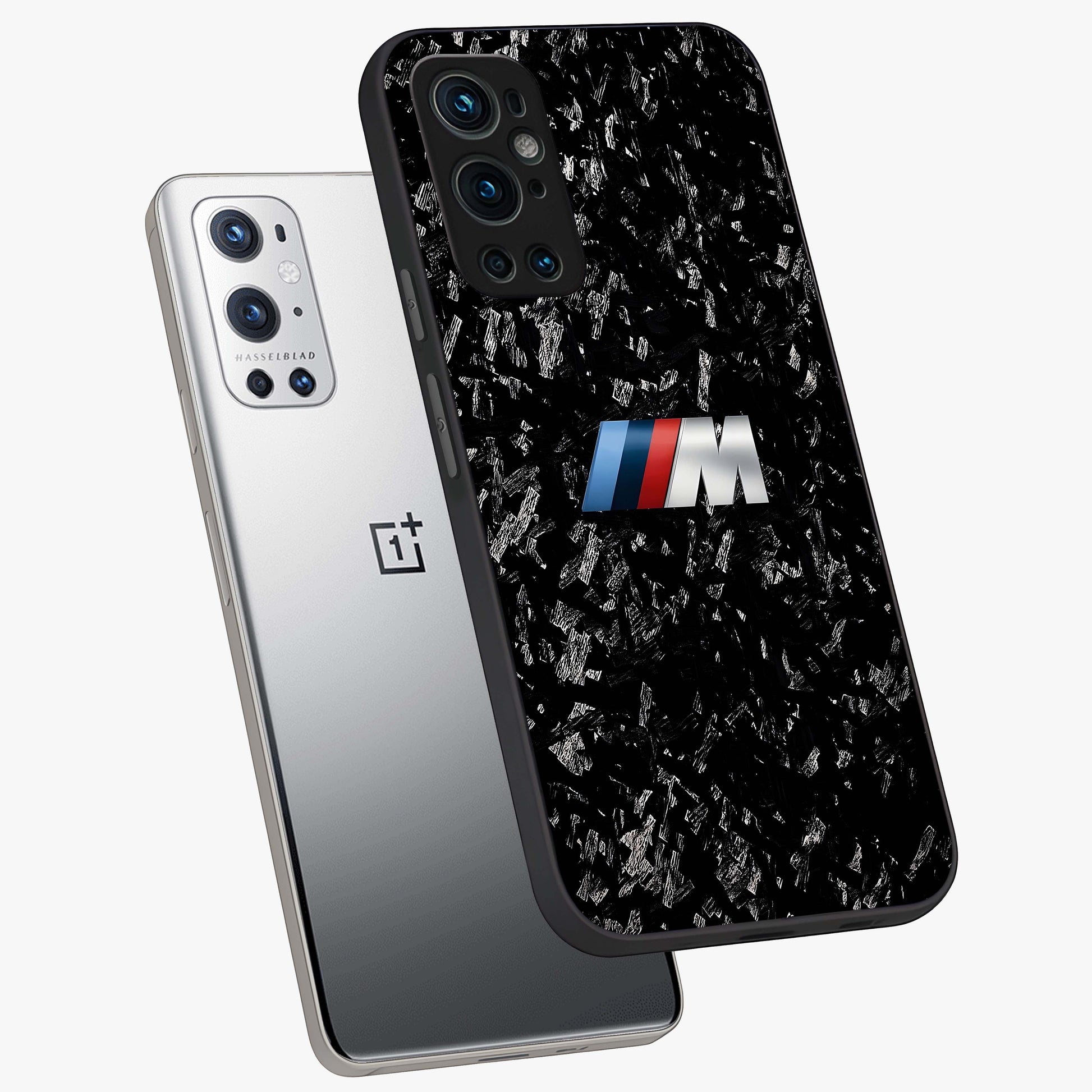 Carbon Speed Mark Glass Case displayed in angled mockup highlighting racing inspired carbon design and sleek aesthetic style.