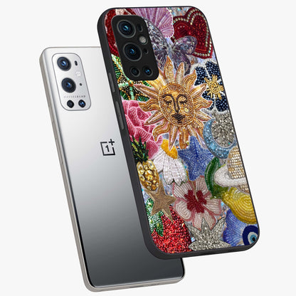 Celestial Floral and Playful Glass Case displayed in angled mockup highlighting playful floral design with dreamy celestial elements.