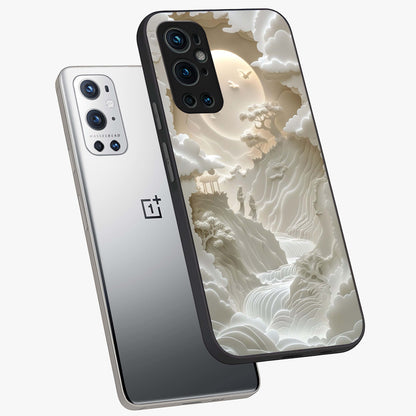 Celestial Origami Glass Case displayed in angled mockup highlighting geometric origami design with cosmic aesthetic theme.
