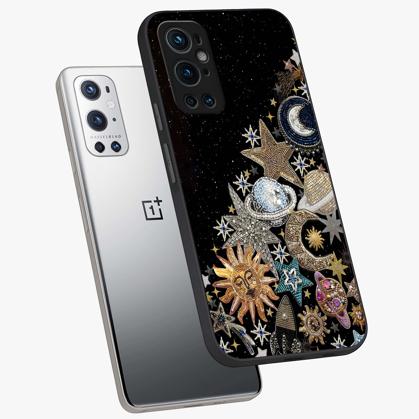 Cosmic Sparkle Dreams Glass Case displayed in angled mockup highlighting dreamy star sparkle design with celestial aesthetic.