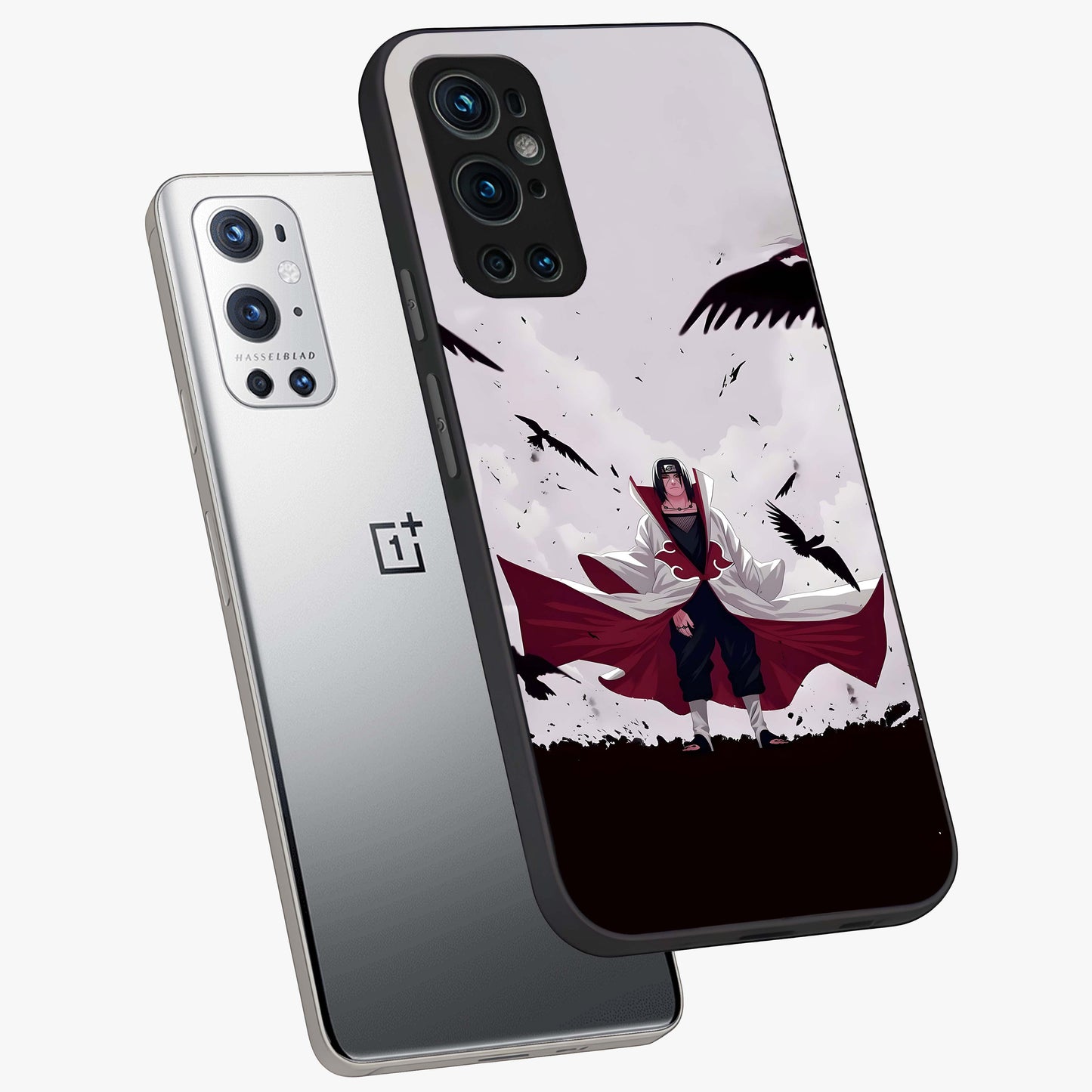 Crimson Crow Ascension Glass Case displayed in angled mockup highlighting powerful crow illustration with dark crimson aesthetic.
