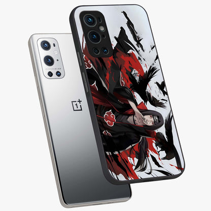 Crimson Crow Illusion Glass Case displayed in angled mockup highlighting mysterious crow graphic with dark aesthetic style.