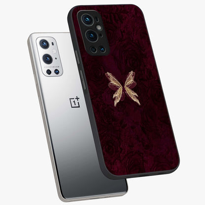 Crimson Fade Butterfly Glass Case displayed in angled mockup highlighting elegant butterfly design with crimson gradient aesthetic.