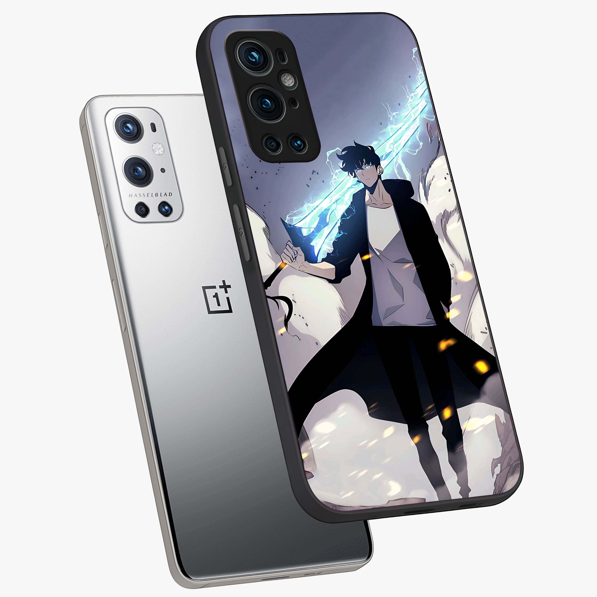 Dark Lightning Anime Warrior Glass Case displayed in angled mockup highlighting powerful lightning themed anime illustration.