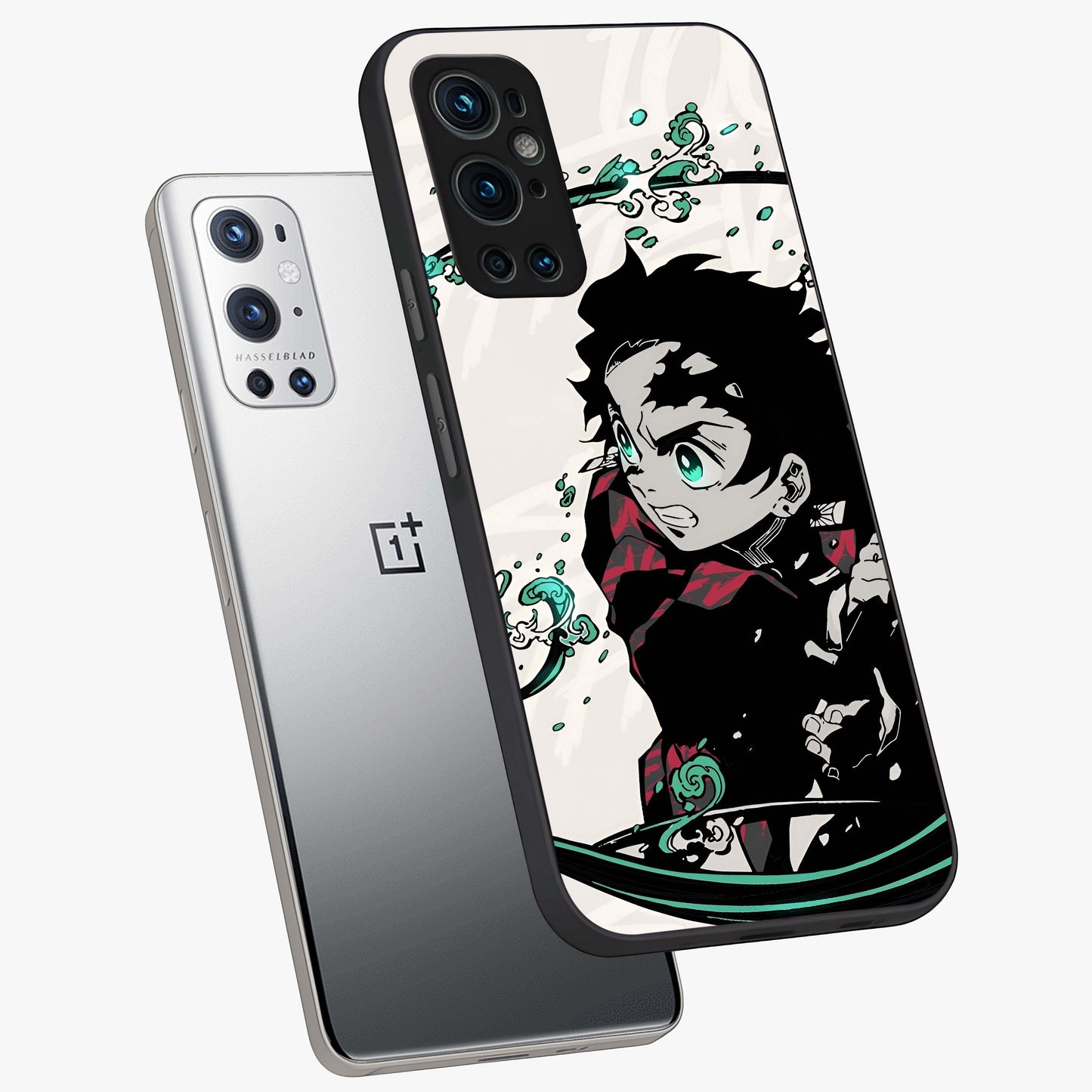 Demon Slayer Glass Case displayed in angled mockup highlighting dramatic anime character design with action aesthetic.