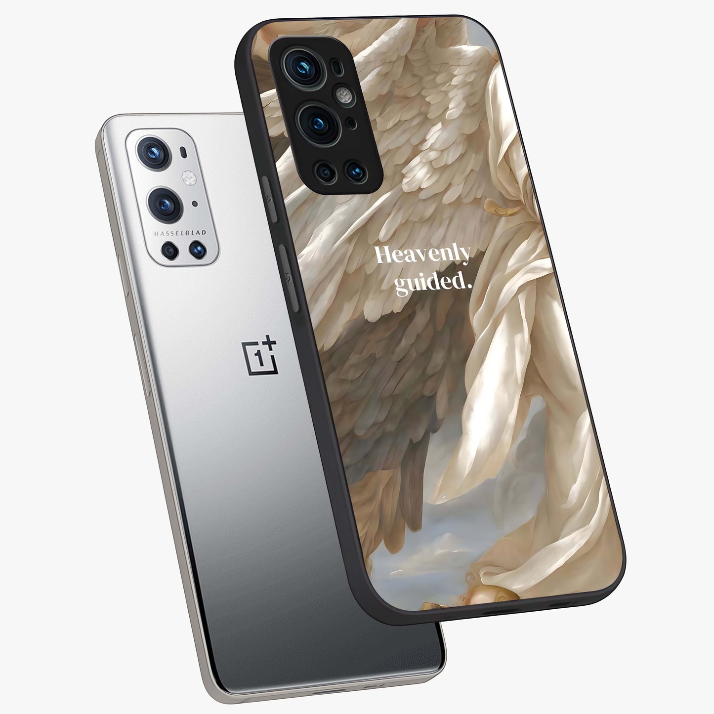 Divine Winged Grace Glass Case displayed in angled mockup highlighting graceful wing design with divine aesthetic style.