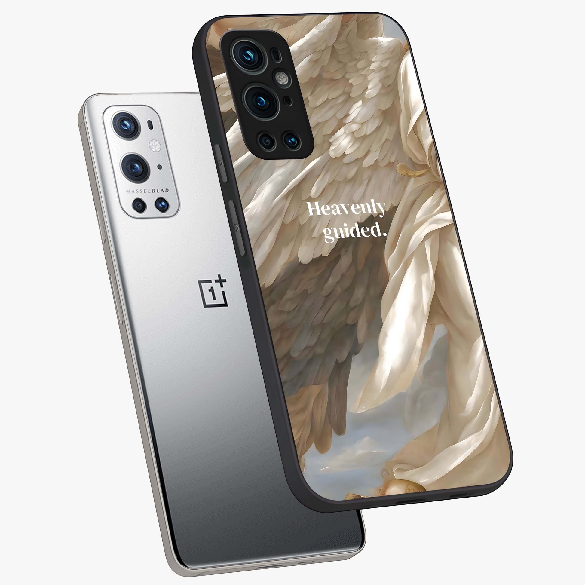 Divine Winged Grace Glass Case displayed in angled mockup highlighting graceful wing design with divine aesthetic style.