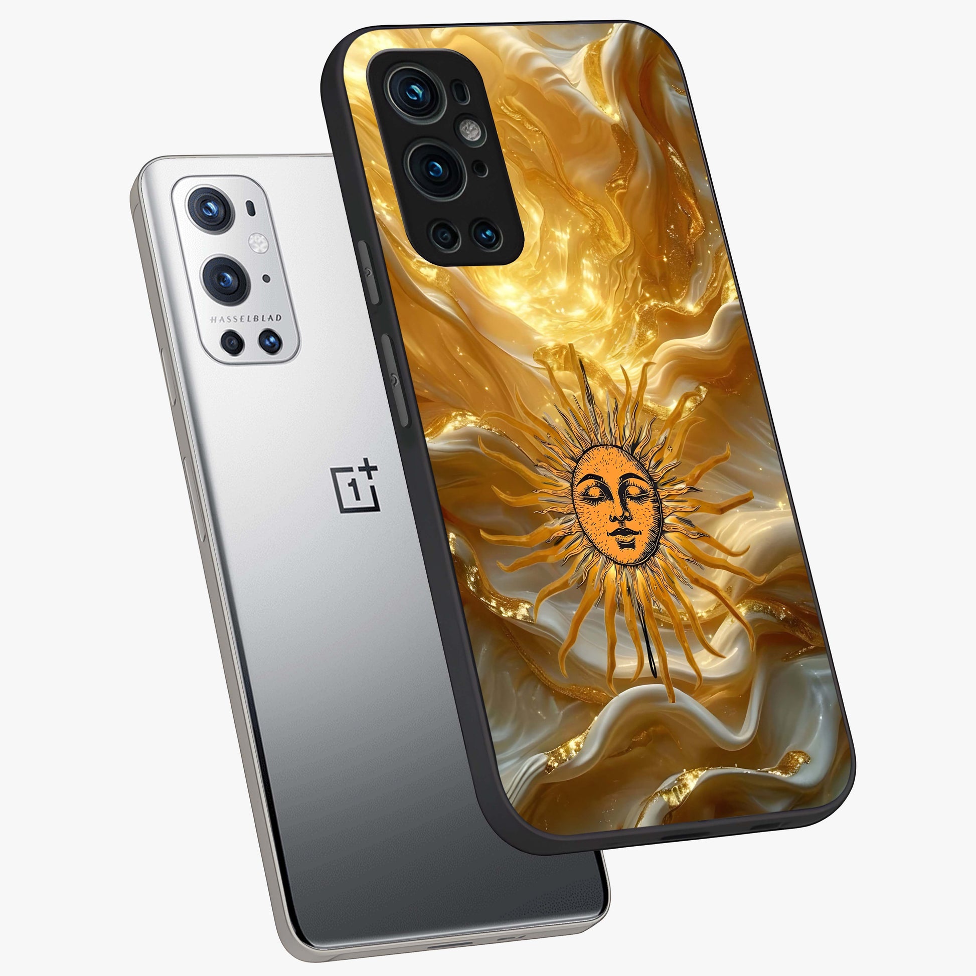 Eternal Golden Glow Glass Case displayed in angled mockup highlighting glowing golden aesthetic design with elegant style.
