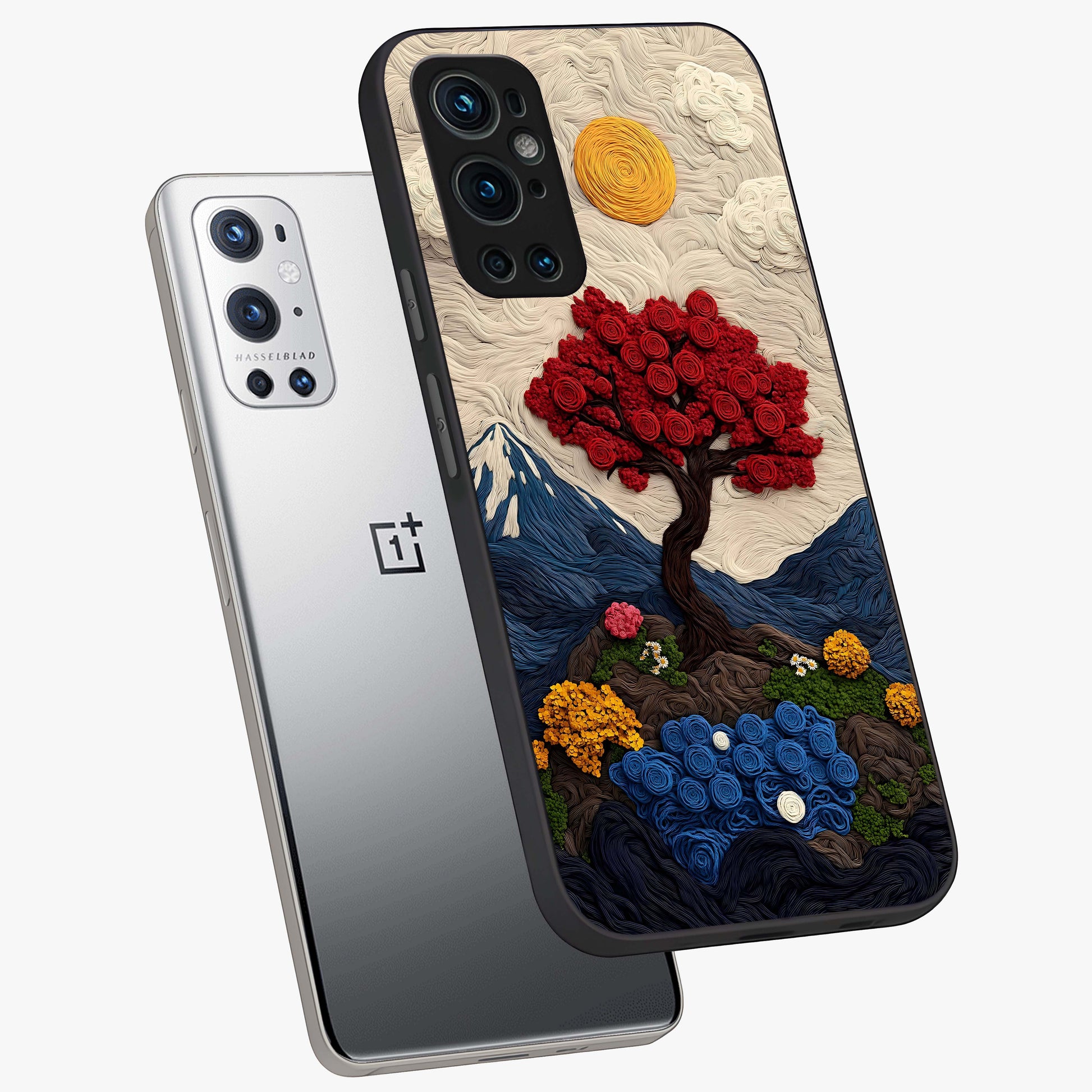 Eternal Nature Tapestry Glass Case displayed in angled mockup highlighting detailed botanical pattern with artistic aesthetic.