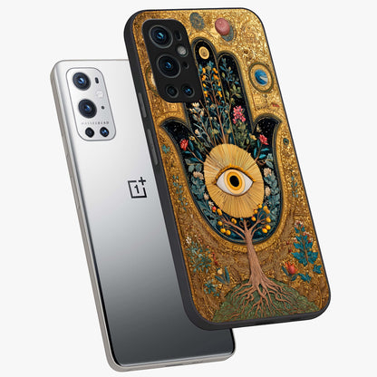 Ethereal Evil Eye Glass Case displayed in angled mockup highlighting protective evil eye symbol with spiritual aesthetic design.