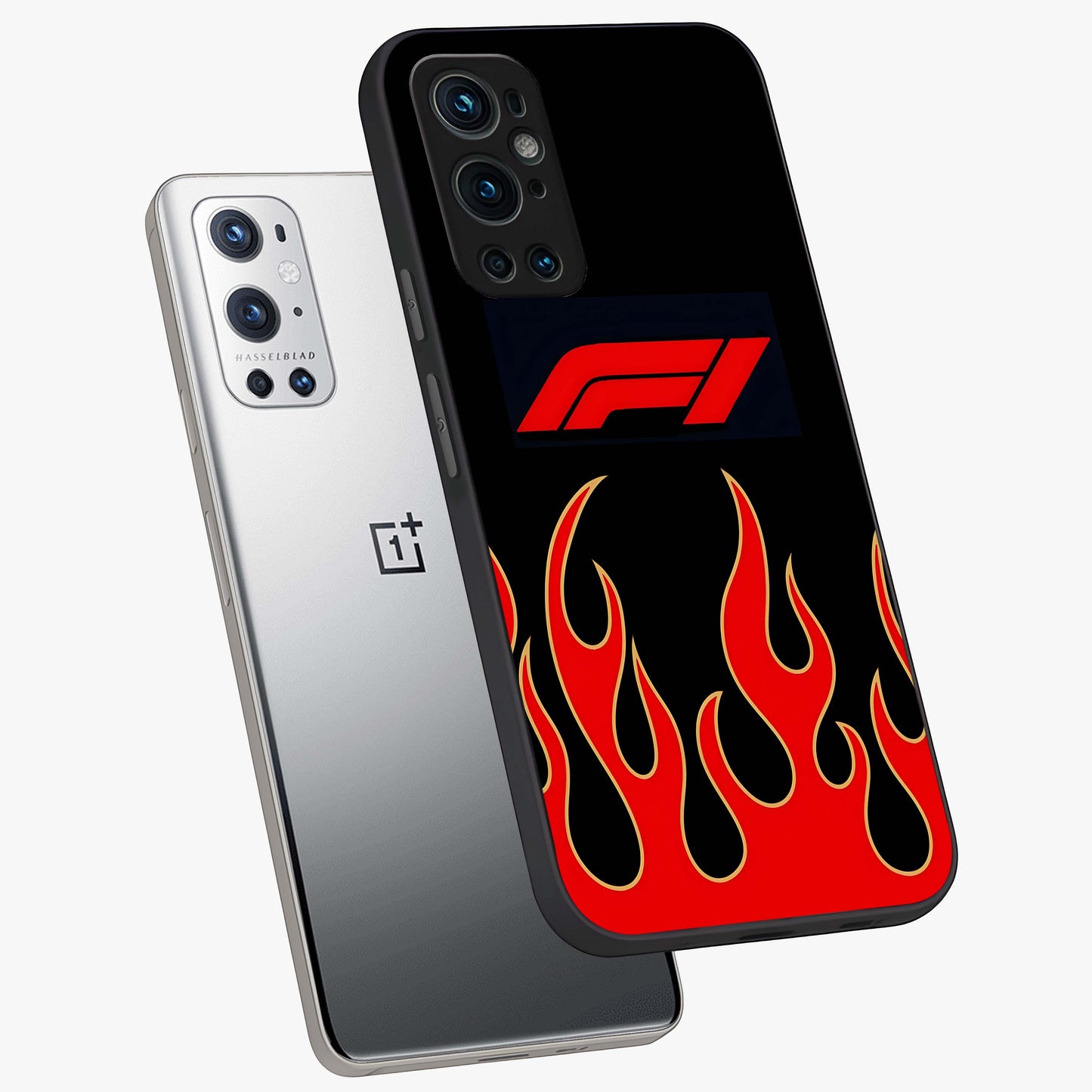 Fire F11 Glass Case displayed in angled mockup highlighting bold fire inspired graphic with energetic aesthetic style.