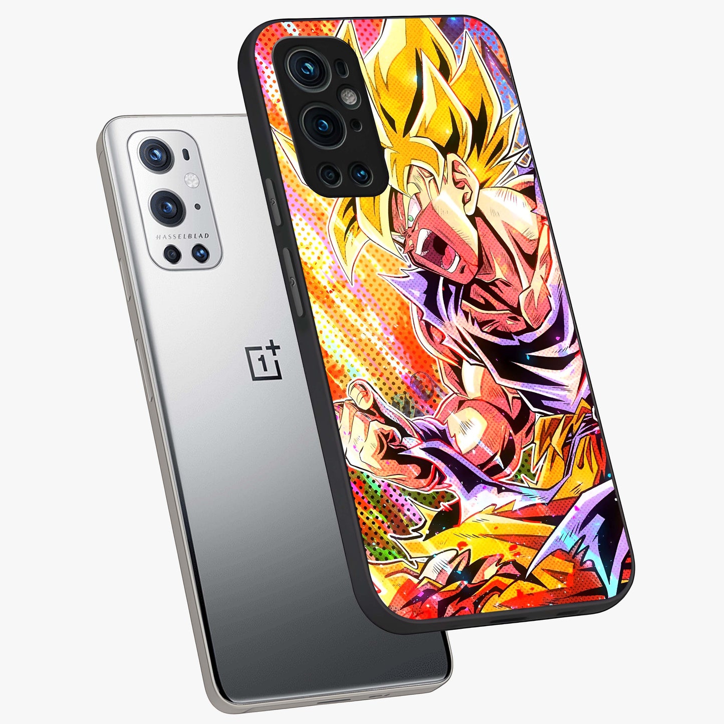 Firing Goku Glass Case displayed in angled mockup highlighting dynamic anime character design with action aesthetic.