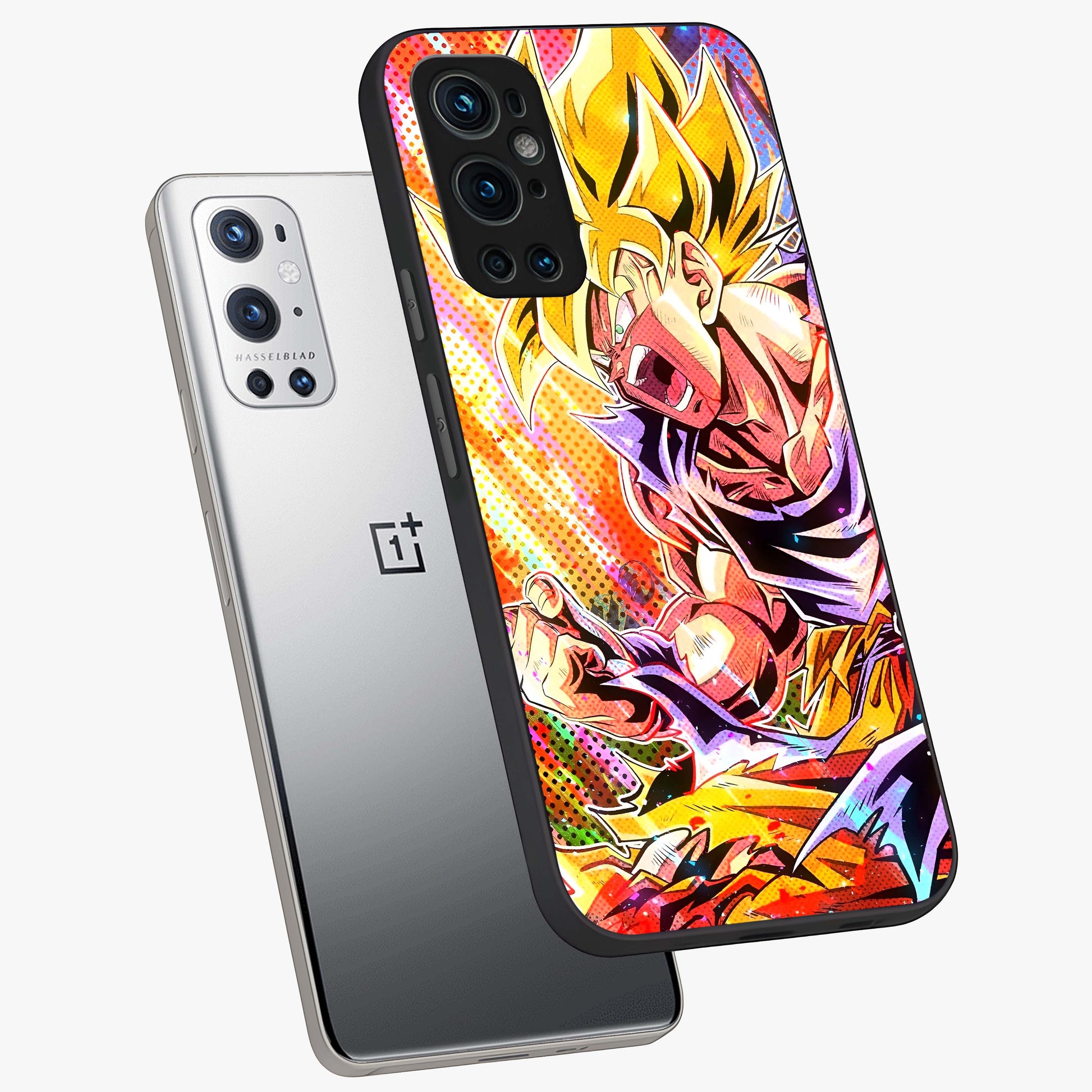 Firing Goku Glass Case displayed in angled mockup highlighting dynamic anime character design with action aesthetic.