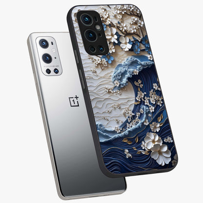 Floral Wave Origami Glass Case displayed in angled mockup highlighting geometric origami flower design with modern aesthetic style.